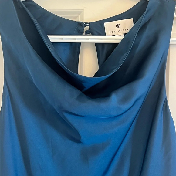 Socialite Cowl Neck Bias Cut Satin Midi Dress XS Deep Dive color - Picture 4 of 9